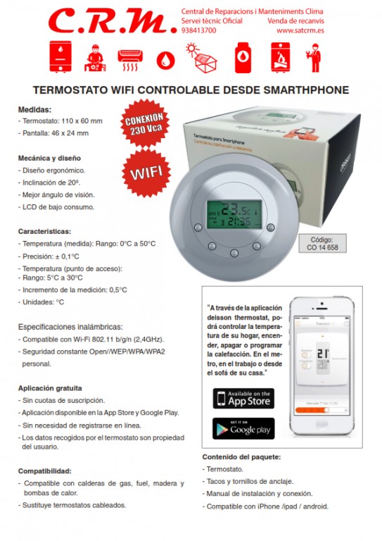 TERMOSTATO WIFI CONTROLABLE DESDE SMARTHPHONE