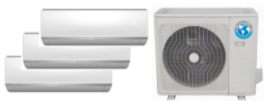 Aire Acondicionado CONJUNTOS MULTI-SPLIT PARED INVERTER 3x1 Serie MUPR-H9M | Modelo 3x1 MUPR-09x3-H9M | Refrigeración (kW) 2,1+2,1+2,1 | Calefacción (kW) 2,2+2,2+2,2