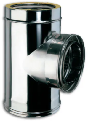 Te 90º con descarga ECO aislado inoxidable 316L/304 pared doble diámetro ø 150/200 – EXRTDPC15