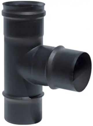 T simple de 80mm diámetro salida hembra inoxidable aisi 316l negro mate para estufas de pellet