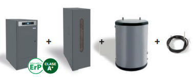 Pack Unit BC 25 Sanit S 200: Caldera de pellet Domusa Teknik Bioclass iC 25 + Deposito reserva L + Sanit S 200 + Sonda acumulador ACS – TBIO000146