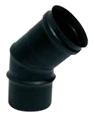 Codo simple 80mm diámetro 45º inoxidable aisi 316l negro mate para estufas de pellet