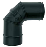 Codo simple 80mm diámetro 90º inoxidable aisi 316l negro mate para estufas de pellet