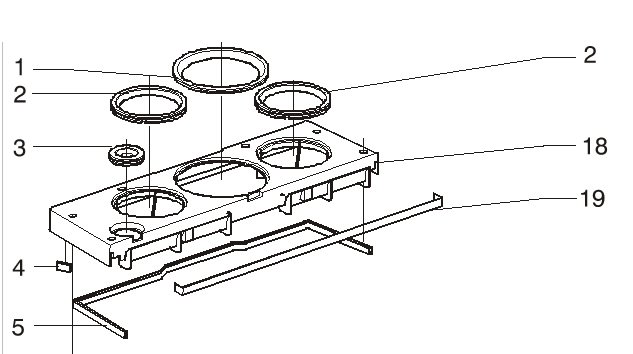 Tapa superior trasera completa compuesta por fig, 1,2,3,4,5,18 y 19