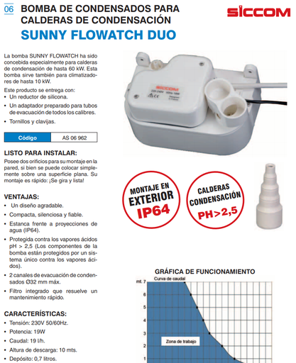 [AS06962] Bomba de condensados para calderas Sunny Flowatch Duo (hasta 10kw)