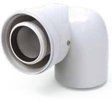 [610-90ASIMHP15] Codo 90º Condensación FIG Asimétrico Macho - Hembra (PP/Acero lacado) Ø60/100 – 610-90ASIMHP15