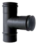 [NL316EXT6920008] Te simple 80mm diámetro inoxidable aisi 316l negro mate para estufas de pellet