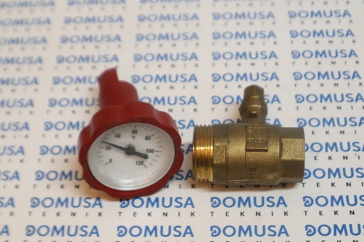 [CVAL000043] Valvula de bola +Termometro ida Domusa (ROJO) – CVAL000043